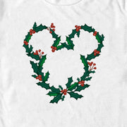 Men's Mickey & Friends Mistletoe Mickey Wreath  Adult T-Shirt