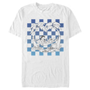 Men's Lilo & Stitch Blue Checkered Palm Trees  Adult T-Shirt