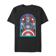 Men's Marvel Captain America Stained Glass  Adult T-Shirt