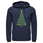 Men's Nintendo Christmas Tree Mosaic  Adult Pull Over Hoodie