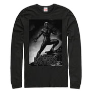 Men's Marvel Black Panther 2018 Grayscale Pose  Adult Long Sleeve Shirt