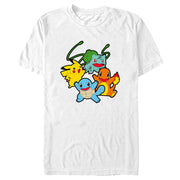 Men's Pokemon Classic Characters Group  Adult T-Shirt