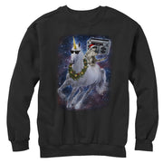 Men's Lost Gods Ugly Christmas Cat Unicorn Space Song  Adult Sweatshirt