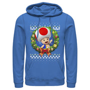 Men's Nintendo Christmas Toad Wreath  Adult Pull Over Hoodie