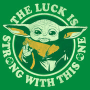 Men's Star Wars: The Mandalorian St. Patrick's Day Grogu Luck is Strong with this One Distressed  Adult T-Shirt