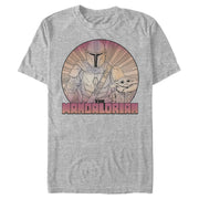 Men's Star Wars: The Mandalorian The Child and Mando Radiating Lines  Adult T-Shirt