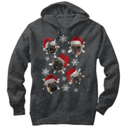 Women's Lost Gods Ugly Christmas Pug Snowflakes  Adult Pull Over Hoodie