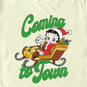 Men's Betty Boop Christmas Coming to Town Pudgy  Adult T-Shirt