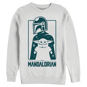 Men's Star Wars: The Mandalorian The Child and Bounty Hunter Silhouette  Adult Sweatshirt