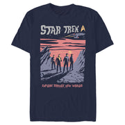 Men's Star Trek: The Original Series Explore New Worlds Cartoon Poster  Adult T-Shirt