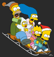 Men's The Simpsons Distressed Family Gone Sledding  Adult T-Shirt