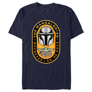 Men's Star Wars: The Mandalorian Grogu and Mando Wherever I Go, He Goes Badge  Adult T-Shirt