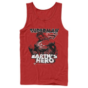 Men's Superman Grunge Earth's Hero  Adult Tank Top