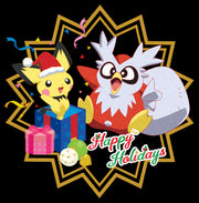 Men's Pokemon Christmas Pikachu and Delibird Happy Holidays  Adult Long Sleeve Shirt