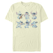 Men's Lilo & Stitch Watercolor Poses of Stitch  Adult T-Shirt