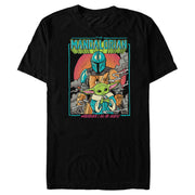 Men's Star Wars: The Mandalorian Wherever I Go He Goes Neon Poster  Adult T-Shirt