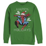 Men's Marvel Spider-Man Happy Holidays Santa Hat Vintage  Adult Sweatshirt