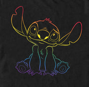 Men's Lilo & Stitch Sitting Cute with Rainbow Pride  Adult T-Shirt