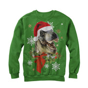 Women's Lost Gods Ugly Christmas Festive T Rex Santa  Adult Sweatshirt