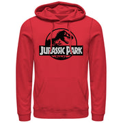 Men's Jurassic Park Black and White Logo  Adult Pull Over Hoodie