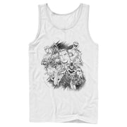 Men's Justice League Hero Sketch Collage  Adult Tank Top