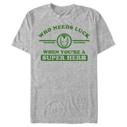 Men's Marvel St. Patrick's Day Iron Man No Luck Needed  Adult T-Shirt