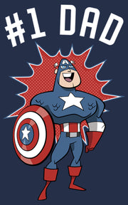 Men's Marvel #1 Dad Cartoon Captain America  Adult T-Shirt