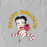 Men's Betty Boop Happy Holidays Candy Cane  Adult T-Shirt