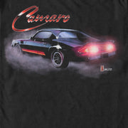 Men's General Motors Black Camaro Z28 Burning Out Tires  Adult T-Shirt