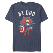 Men's Marvel #1 Dad Cartoon Captain America  Adult T-Shirt