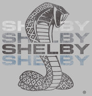 Men's Shelby Cobra Distressed Repeating Logo  Adult T-Shirt