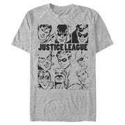 Men's Justice League Vintage Hero Panels  Adult T-Shirt