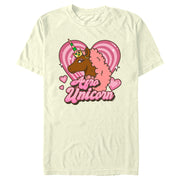 Men's Afro Unicorn Pink Hearts and Hair  Adult T-Shirt