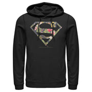 Men's Superman Floral Shield Logo  Adult Pull Over Hoodie