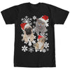 Men's Lost Gods Christmas Cat and Dog Snowflake Adventure  Adult T-Shirt