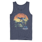 Men's Jurassic World Retro Raptor Sunset  Adult Tank Top