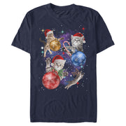 Men's Lost Gods Xmas Cats in Space  Adult T-Shirt