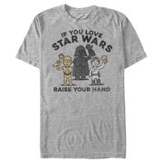 Men's Star Wars Raise Your Hand Cartoon  Adult T-Shirt