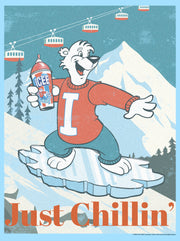 Men's ICEE Bear Just Chillin' while Iceboarding  Adult T-Shirt