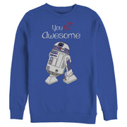 Men's Star Wars Valentine's Day You R2 Awesome  Adult Sweatshirt