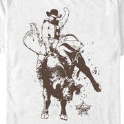 Men's Professional Bull Riders Ride the Line Sketch  Adult T-Shirt