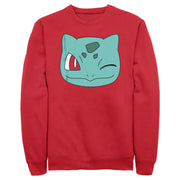 Men's Pokemon Bulbasaur Wink Face  Adult Sweatshirt