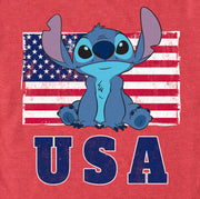 Men's Lilo & Stitch Distressed Red, White, and Blue  Adult T-Shirt