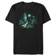 Men's Peter Pan & Wendy Animated Flying Scene  Adult T-Shirt