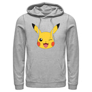 Men's Pokemon Pikachu Wink Face  Adult Pull Over Hoodie