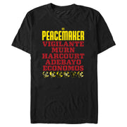 Men's Peacemaker Character Names  Adult T-Shirt