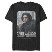 Men's Game of Thrones Jon Snow Watch Begins  Adult T-Shirt