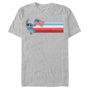 Men's Lilo & Stitch Flying the American Flag  Adult T-Shirt