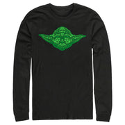 Men's Star Wars St. Patrick's Yoda Clover Face  Adult Long Sleeve Shirt