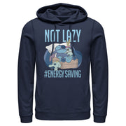 Men's Lilo & Stitch Not Lazy, Saving Energy  Adult Pull Over Hoodie